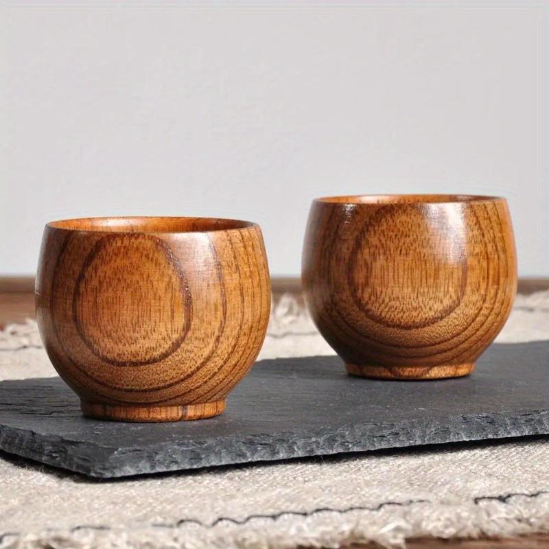 1 Stück Klassische Mini-Teetasse Umweltschutz Massivholzbecher Kleiner Holzbecher Textur Retro Teetasse