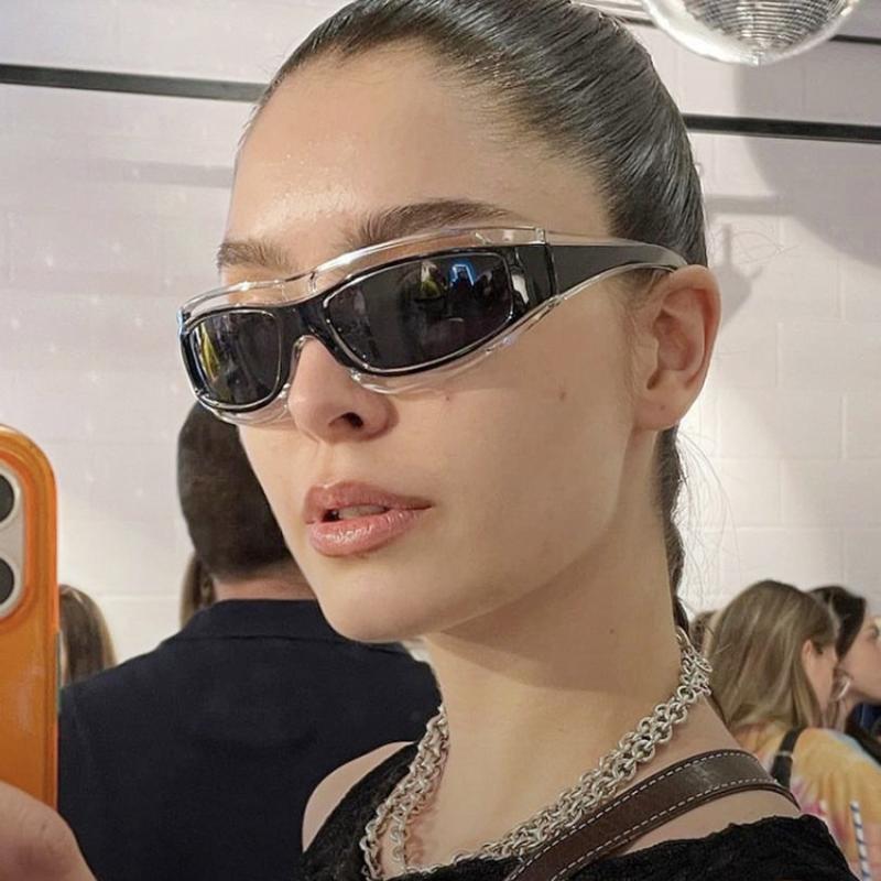 Y2k Trendy Oval Sunglasses Man Outdoor Sports Sun Goggles Vintage Punk Glasses Women Brand Designer Eyewear UV400 Gafas De Sol