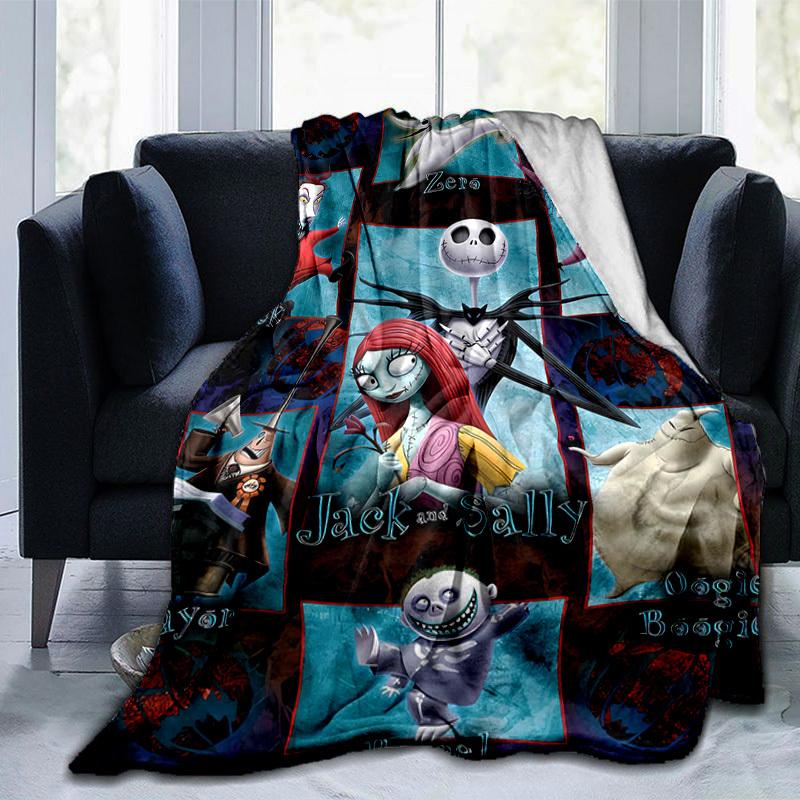 1pc, Cozy Nightmare Before Christmas Home Decor Blanket: Perfect Flannel Throw for Bedroom, Living Room, Travel, Camping, Car