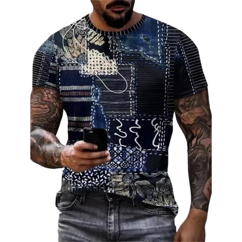 Herr T-shirt 3D Digital Lapptäcke Grafiskt Tryck Herr Designertröjor Herr Sommarkläder Kortärmad Tee Street Toppar