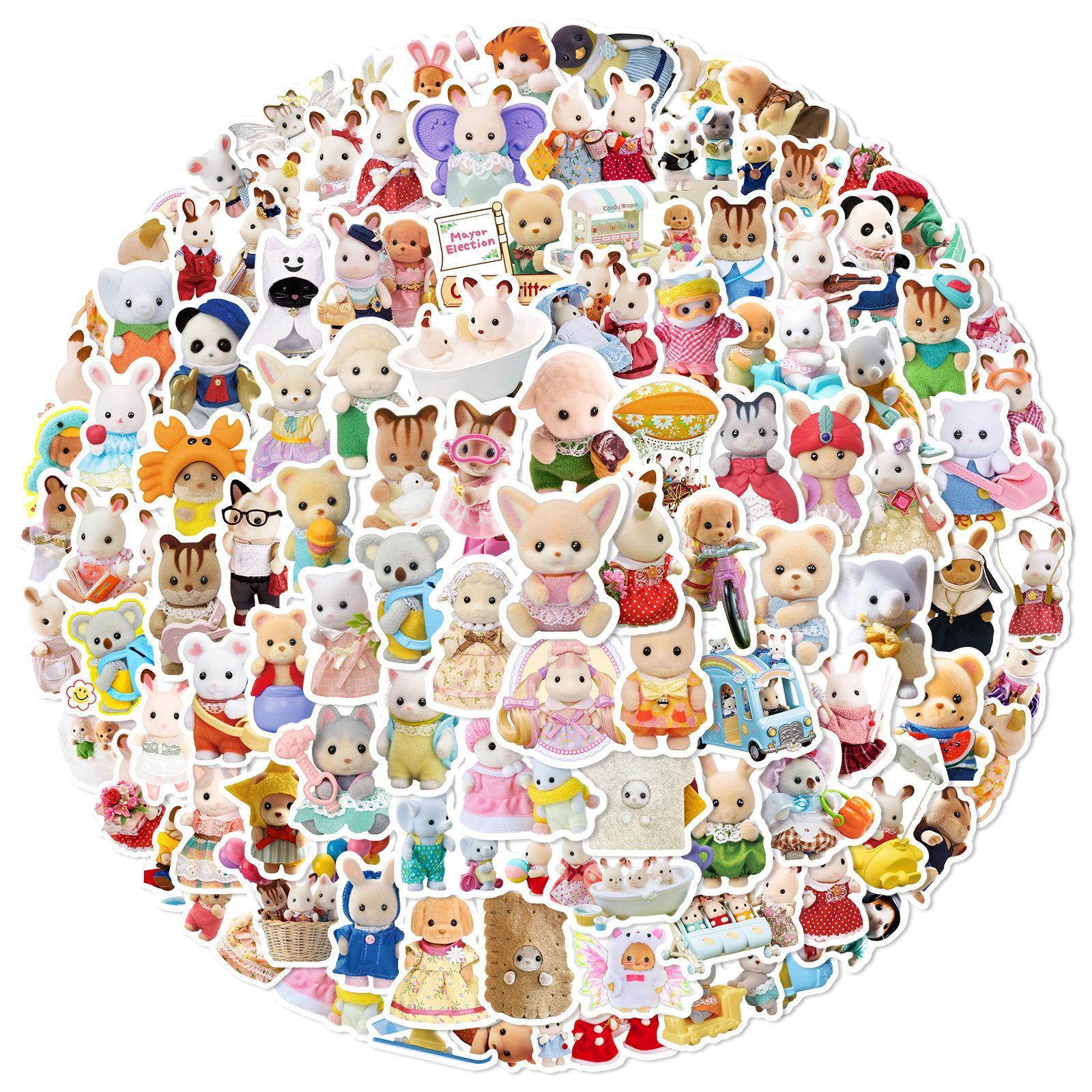 

100pcs Cute Calico Critters Cartoon Stickers Waterproof Decals for Phone Laptop Guitar Notebook Suitcase Toy Gifts