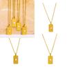 Stylish Gold Square Sun Moon Star World Pendant Necklace Accessory Eye Catching Clavicular Chain for Gathering Parties