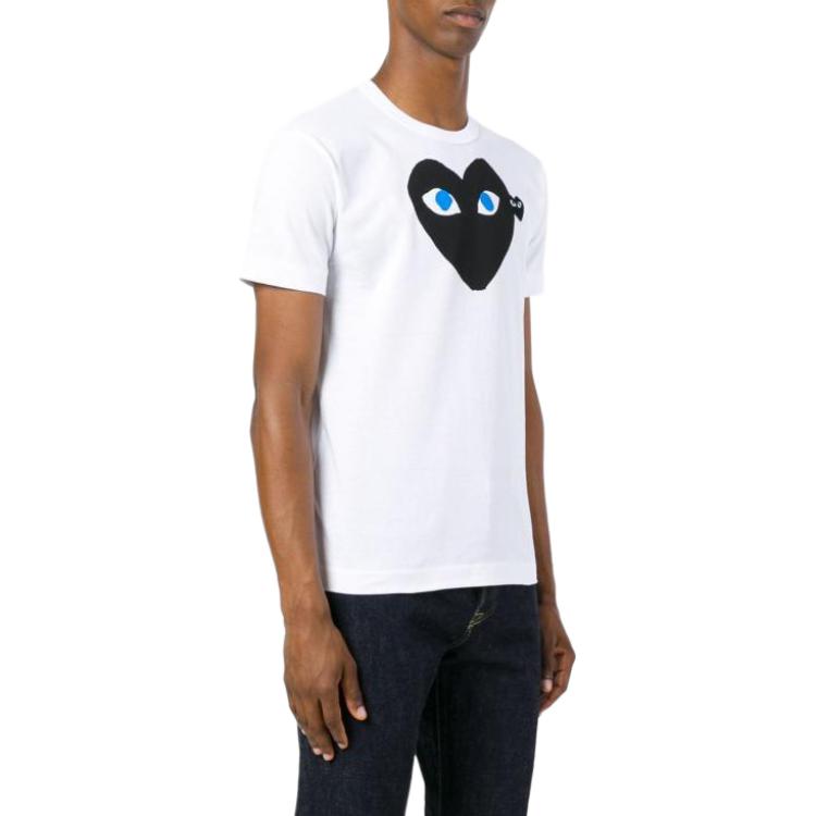 CDG Play T-Shirts Unisex White Crew Neck Moderate AX-T088-051-WHITE
