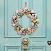Colored Easter Eggs Wreath, Spring Garland, Welcome Wall Hanging for Outdoor, Indoor, Window,