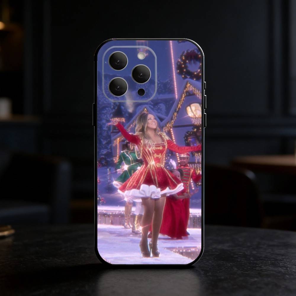M-Mariah Singer Carey Christmas Phone Case For iPhone 17,16,15,14,13,12,11 Plus,Pro Max,SE4Soft Silicone Black Cover
