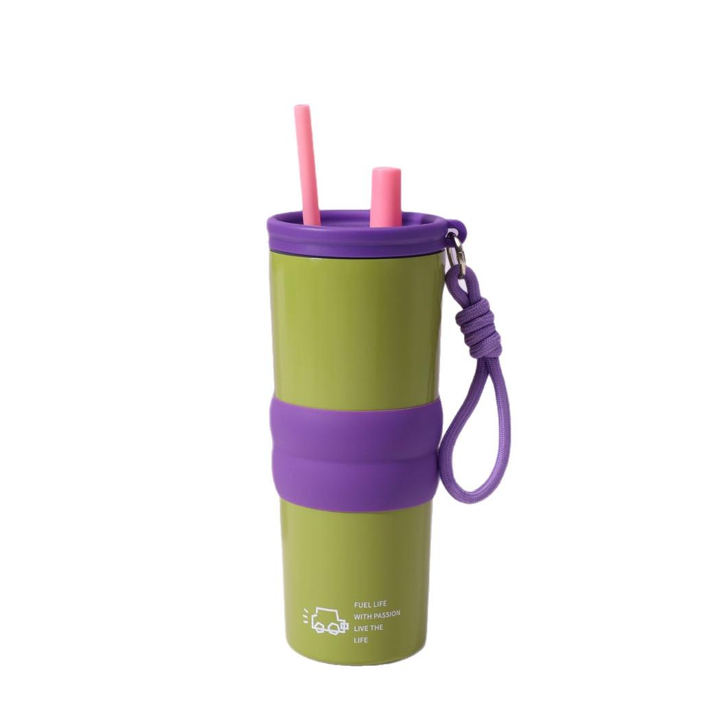 New summer 111 stainless steel thermos cup large capacity high value cold insulation ice cup outdoor portable straw cup