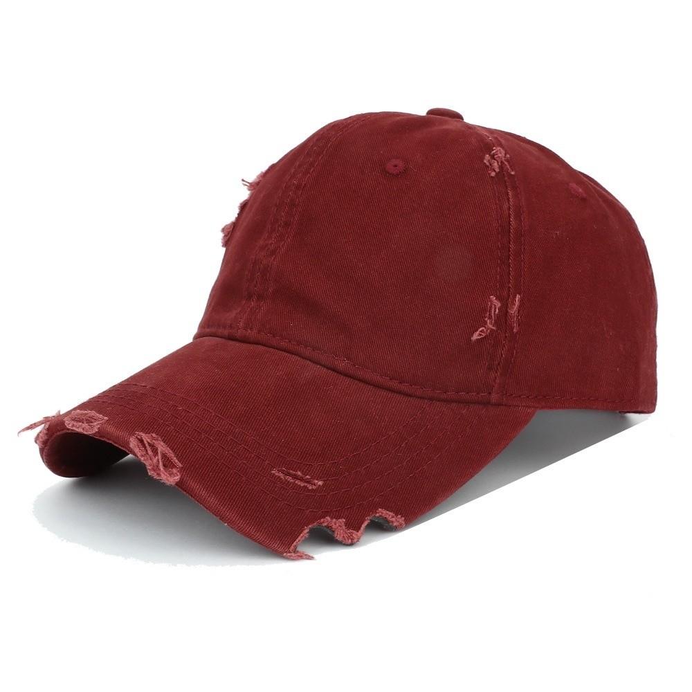Adjustable Distressed Peaked Cap Ripped Brim Sunscreen Hats  For Man Women Unisex