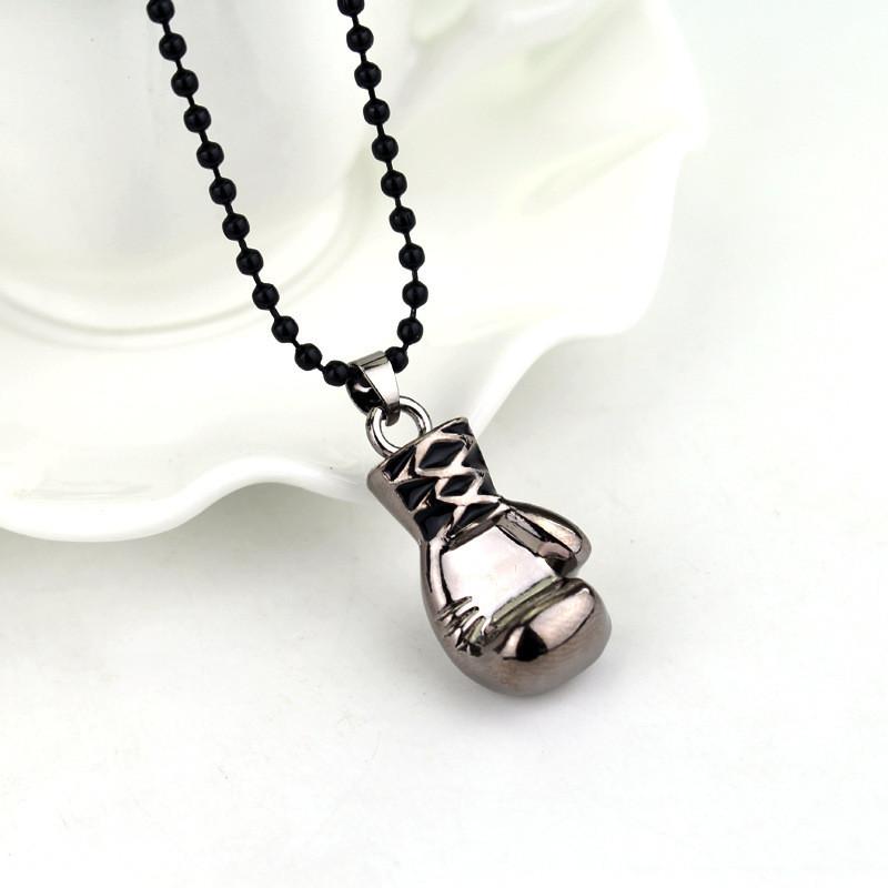 Geometric Punk Style Metal Pendant Necklace With Boxing Glove Charm For Men And Women