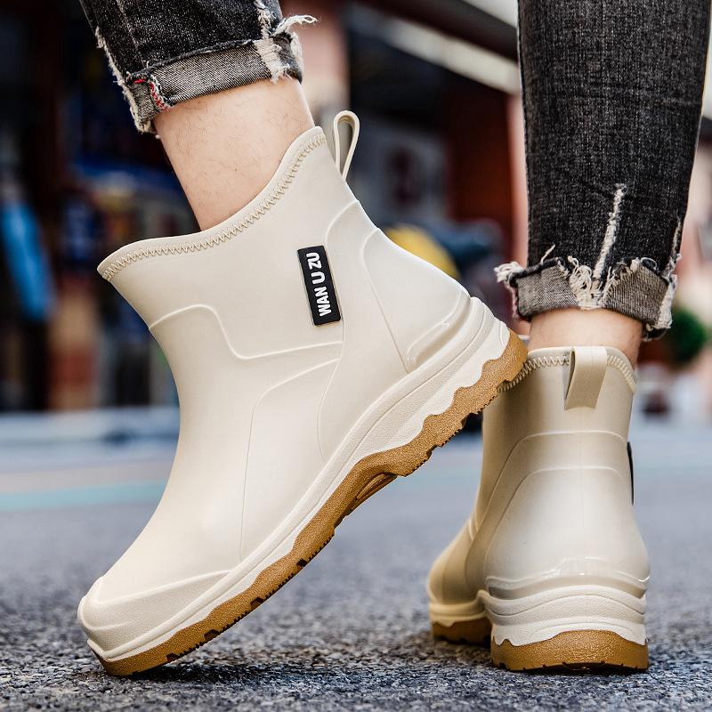 Wiosna i Jesień Nowe Krótkie Kalosze Męskie Modne Kolorowe Outdoorowe Wodoodporne Niskie Kalosze Męskie Ciepłe Gumowe Buty Męskie