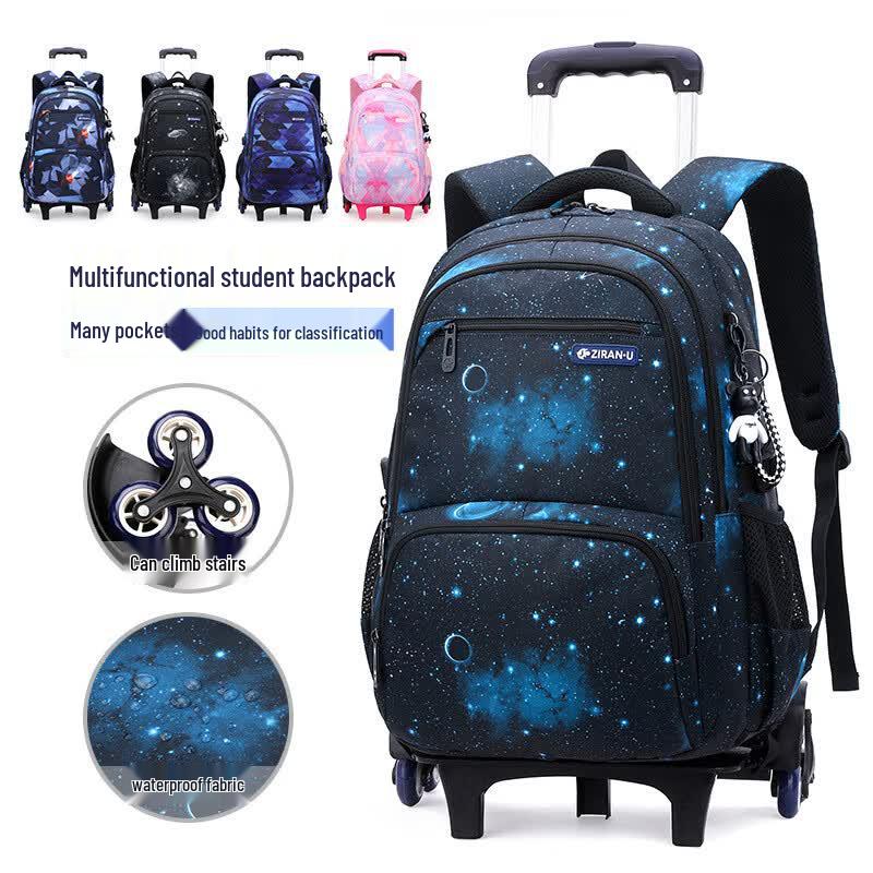 ZIRANYU Student Lightweight Stair-Climbing Trolley School Bag