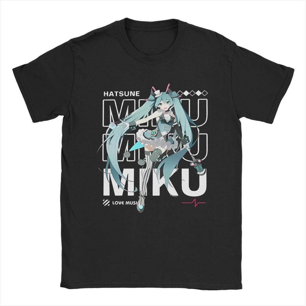 Men Women Hatsunes Mikus   Anime T Shirts  100% Cotton Tops Casual Short Sleeve Round Collar Tees Original T-Shirts