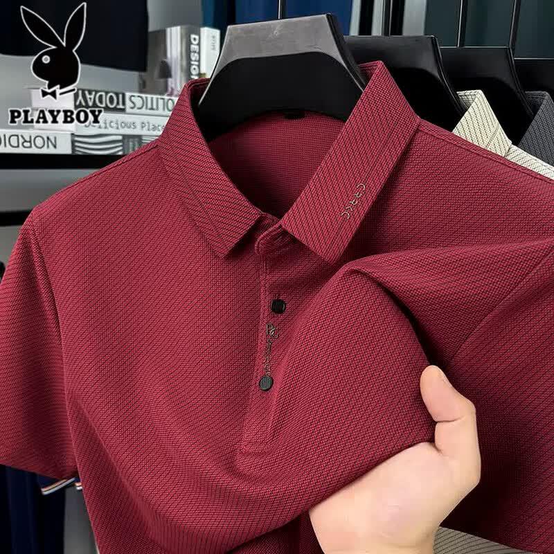 PLAYBOY Men s Seamless Ice Silk Polo Shirt 54