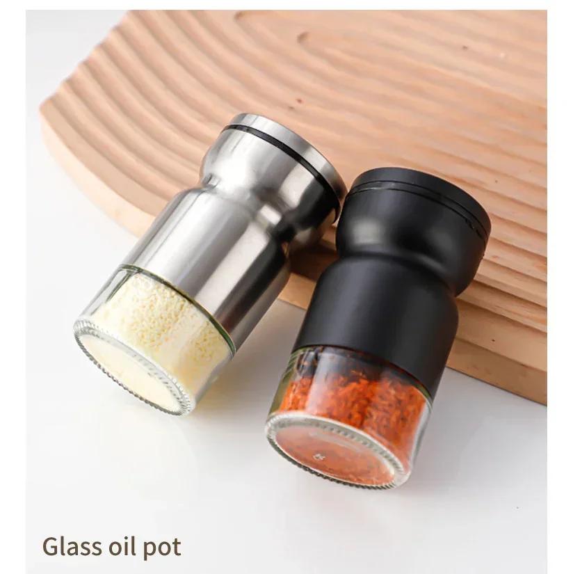 Glass Salt Jar Pepper Shakers with Adjustable Pour Holes Stainless Steel Salt Shaker  Pepper Shaker Farmhouse Salt Jar