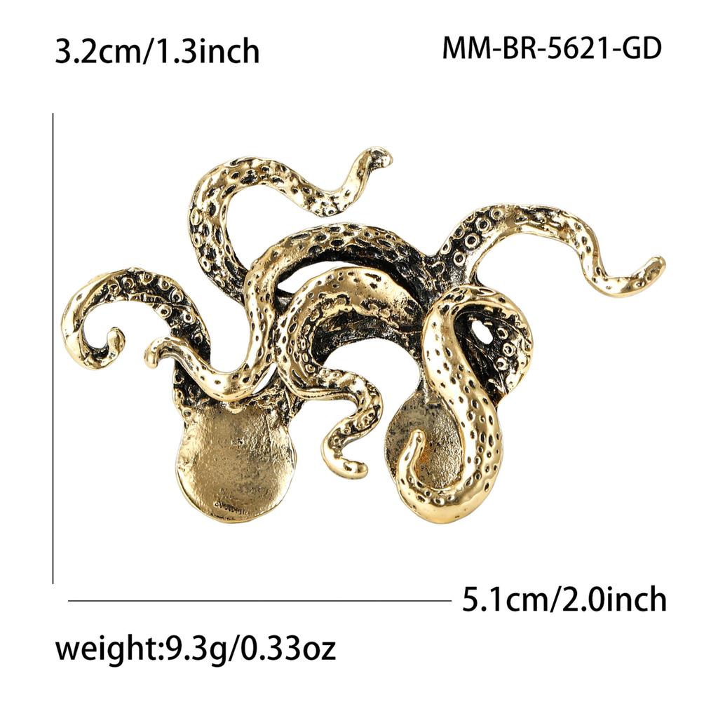 Vintage Octopus Collar Pins for Women Unisex Animal Brooches Friend Event Party New Gifts Jewelry Decoration Accessories