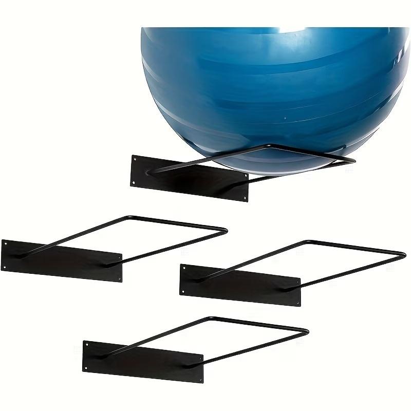 Suport mingi de exerciții Suport de perete din fier Suport de depozitare din metal pentru minge yoga, baschet Pentru acasă, studio de yoga, sală de sport, garaj A black
