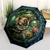 Forest Circle Pattern Umbrella, Portable and Foldable Design, 8 Ribs, a Casual Accessory for Halloween, Christmas, and Birthday Gifts.