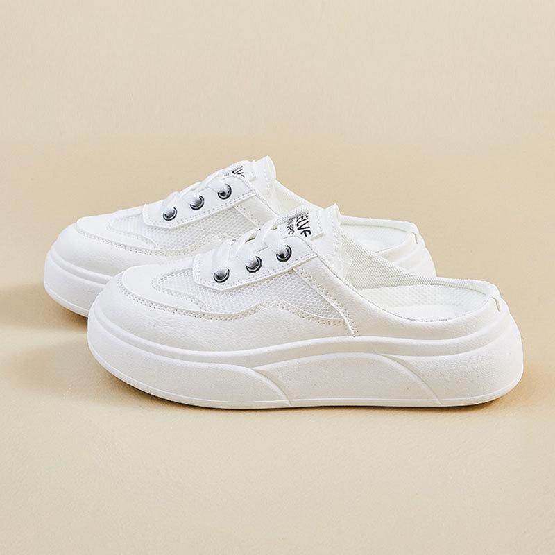 2025 summer new ins Korean version breathable little white shoes female student platform casual sports half slippers