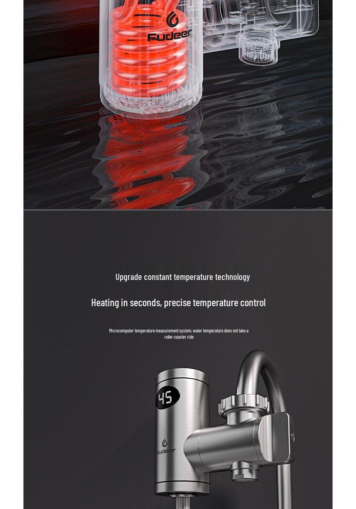 Stainless Steel Electric Instant Hot Water Faucet, No Installation Needed, for Hot and Cold Water Use In Kitchen