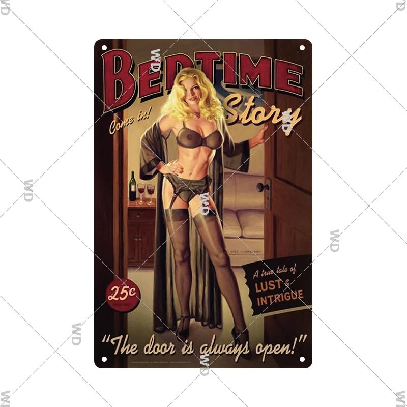 Retro Pin Up Girl Amerikanischer Stil Blechschild Metall Vintage Plakette Wandschilder Metallposter Platte Garage Schlafzimmer Man Cave Geschenk Dekor
