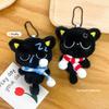 Sleepy Black Cat Plush Keychain Soft Car Key Ring New Bag Charms  School Bag Decoration