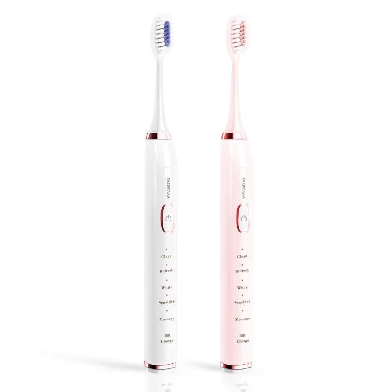 Hyundai X700+ Sonic Electric Toothbrush Couple Set with 6 Brush Heads CN plug (adapter included)