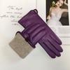 Ladies Sheepskin Gloves Classic Solid Color Versatile Leather Spring Knit Lining Cycling Driving Gloves Autumn