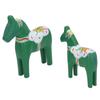 1 Pair Swedish Dala Horse Decor Wooden Traditional Painted Dalecarlian Horse Statue Figurine Home Ornament Handicraft