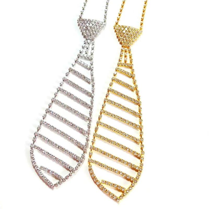 Rhinestone Tie Long Necklaces for Women: Fashionable Diamond-Embedded Bow-Tie Style, Dual-Purpose for Clothing Decoration !