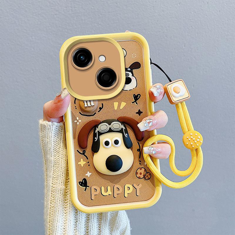 KEYSION Shockproof Case for TECNO Spark 40C with Lanyard Soft Silicone Cute 3D Cartoon Doll Phone Back Cover for Tecno Spark 40C