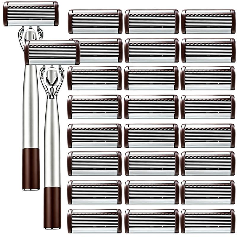 Manual Razor Set for Men, 8-Layer Blade Shaving Head for Face, Beard, Moustache and Travel Use