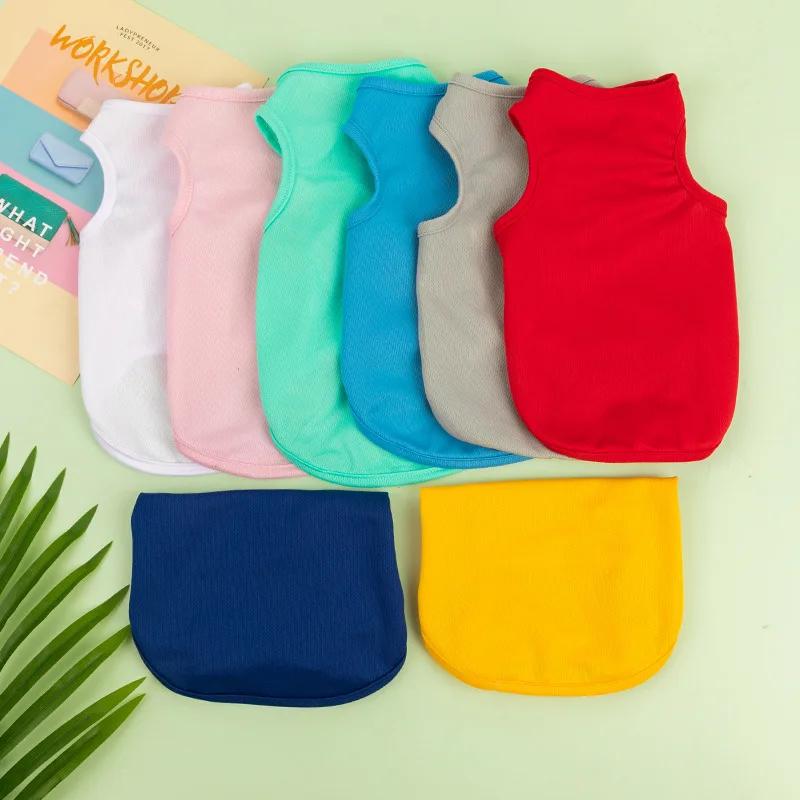 Spring Summer New Dog Clothes Thin Breathable Small Dog Teddy French Bucket Clothes Universal Pet Solid Color Vest Pet Clothes