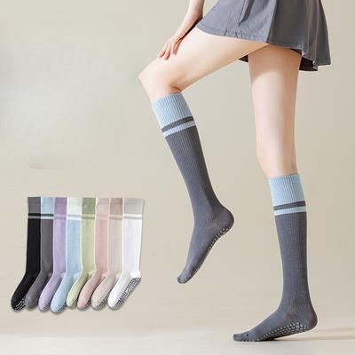Women's Spring and Autumn Yoga Fitness Pilates Exercise Color Blocked Anti Slip Calf Socks