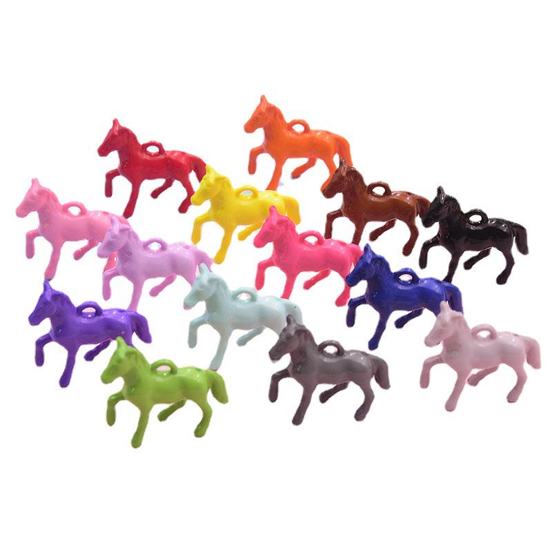 Colorful 3D Galloping Horse Acrylic Keychain Pendant DIY Ornament