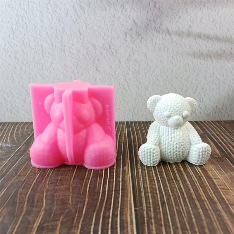 Crochet Bear Animal Silicone Molds for Candle Soap Chocolate Candy Cake Fondant Decoration Cement Gypsum Silicone Molds X3UC