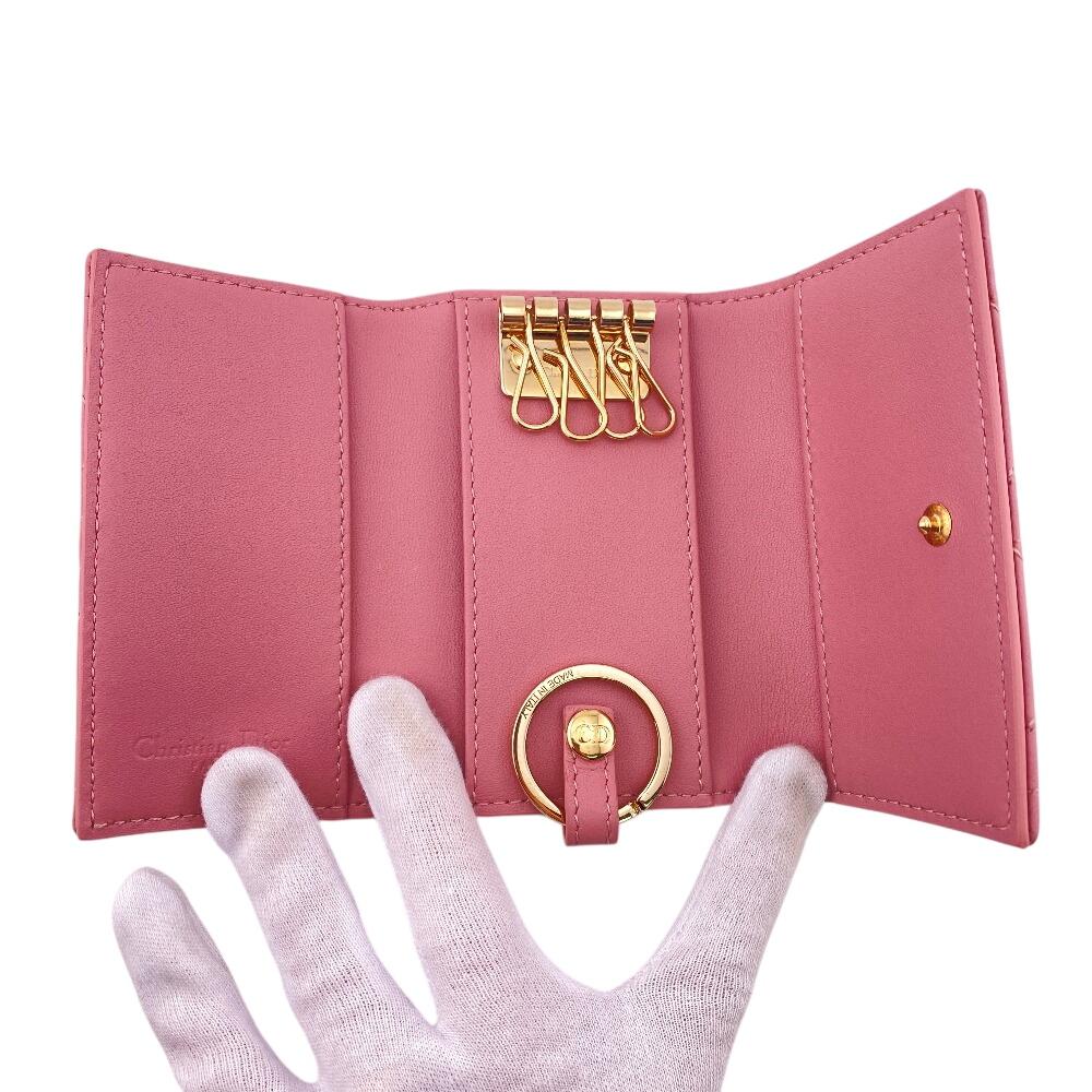 Dior S0983ONMJ 4-stitch quilting My Dior Aster lambskin Canage Key holder  pink lambskin Used