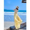 Seaside Vacation Dress High-end Yellow Neck Dress Suspender Chest Pad Backless Beach Dress Women's Sanya Wear