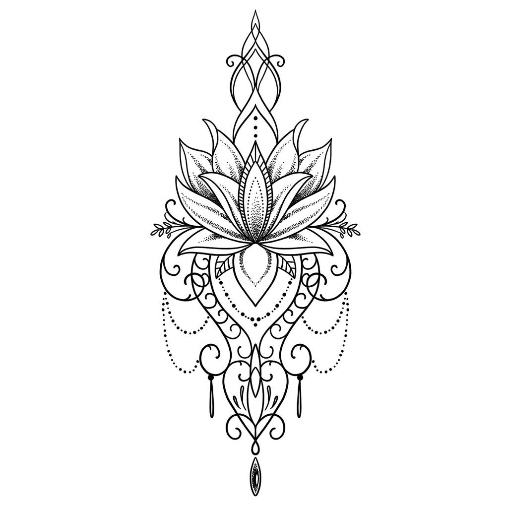 Advanced Sense Thorns Sun Moon Lotus Totem Crown Butterfly Love Flower Arm Waist Tattoo Sticker