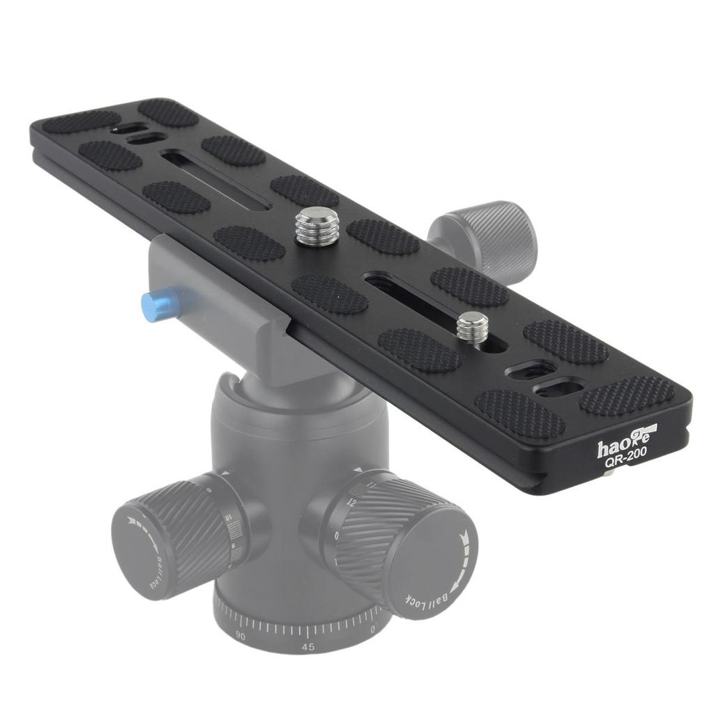 Haoge 200 mm QR Quick Release Plate Dual Dovetail and Screw Fits Arca Swiss Standard Tripod Ball Head D-Ring -