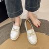 Plus Size Single Shoes Women's Autumn New Round Toe Deep Mouth Metal Chain Platform Casual Landslide Heel Loafers