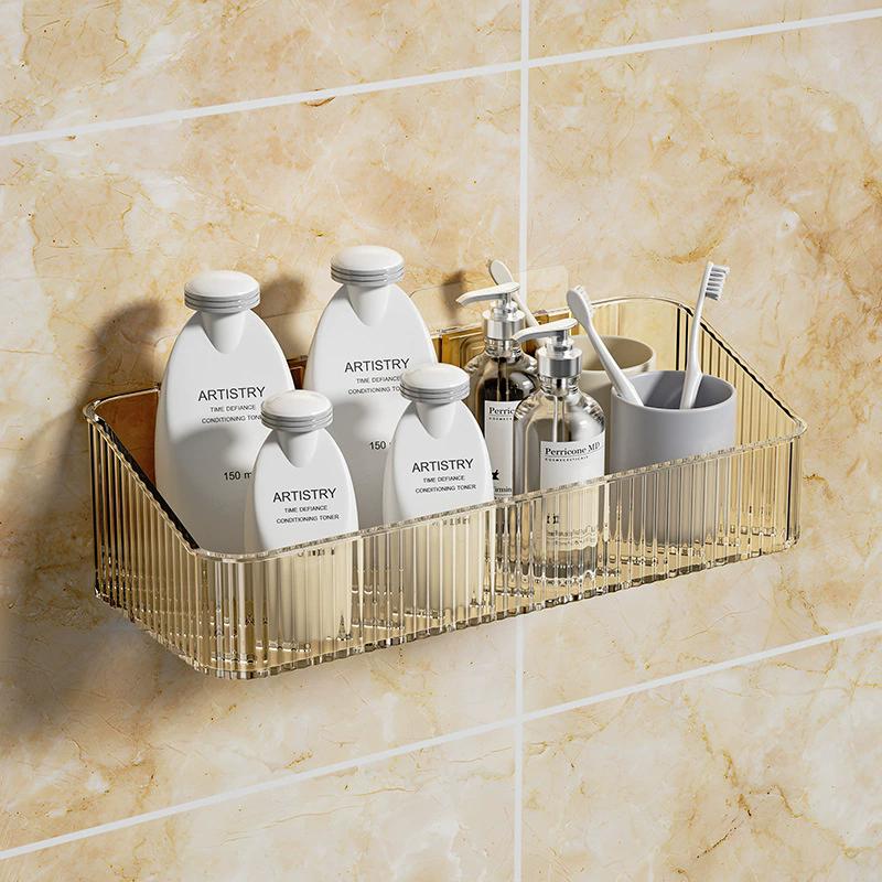 Corner Wall Mounted Cosmetics Storage Rack Plastic No Hole Required Organizer for Bathroom Accessories