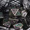 Cusdie Dragon Font DND Dice Metal, Auspicious Cloud, 7Pcs Polyhedral Dice Set, for D&D Role Playing Game Pathfinder Board Games