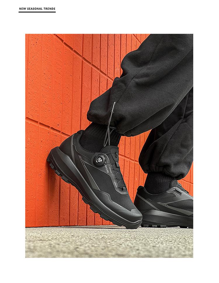 Men's Year-Round Comfortable Thick Sole Hiking Sneakers with Rotating Button Closure