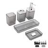 Badezimmer-Accessoires-Set Bad-Ensemble-Set mit Zahnbürstenhalter Becher Lotion-Flaschen Seifenschale Tablett