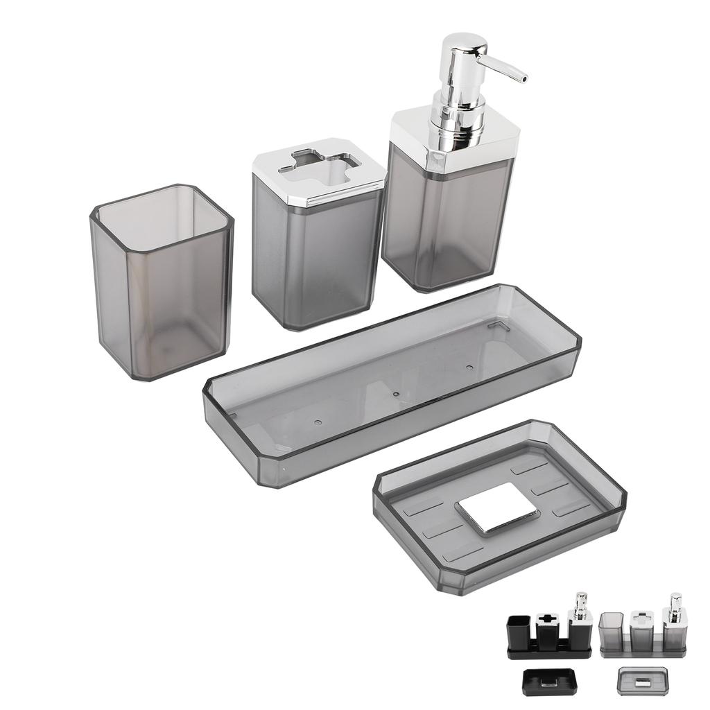 Badezimmer-Accessoires-Set Bad-Ensemble-Set mit Zahnbürstenhalter Becher Lotion-Flaschen Seifenschale Tablett