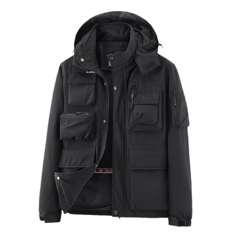 Autumn and Winter European and American Jackets Men's Multi-pocket Waterproof Jacket Outdoor Casual Multi-pocket Military Large Size Work Jacket