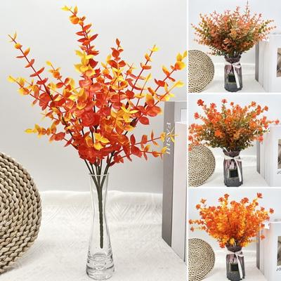 5 Stück/Set Herbst Künstlicher Eukalyptus Realistische Unechte Plastikpflanzen Halloween Thanksgiving Erntefest Innen