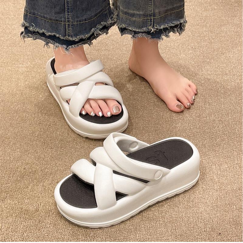 Fashion Women Platform Slippers Summer Sandals 2 Way Wear Fashion Street Wedges Shoes Soft EVA Girls Indoor Beach Slides