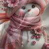 3Pcs Winter Snowman Bedding Set - Soft Pink & Pastel Pink Bedspread With Zipper Closure, All-Season Machine Washable Polyester