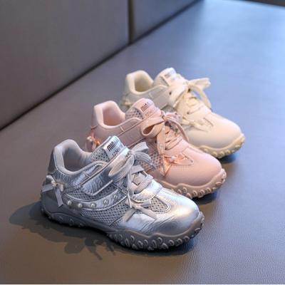 Chaussures filles 2025, nouvelles chaussures de sport pour enfants, automne, chaussures d'entraînement Silver Princess pour femmes, style décontracté, super feu