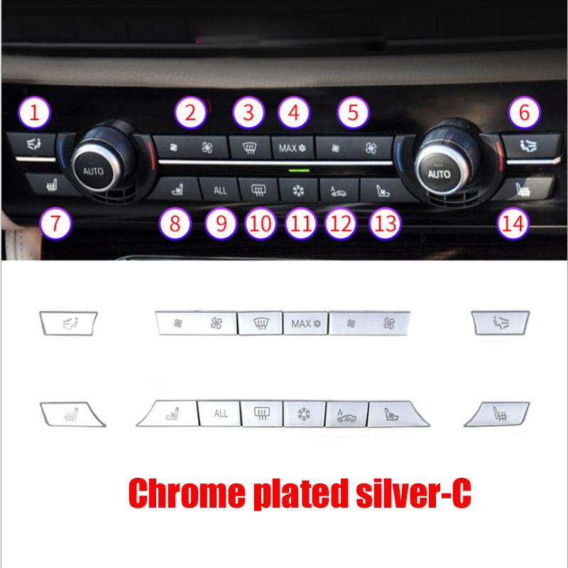 

Хромированные кнопки кондиционера из АБС-пластика с блестками, декоративная накладка для BMW F10 F11 F06 F01 E70 E71 F25 F26 X5 X6 3/5/6/7 зелёный